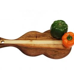 On Sale Mountain Woods Natural Brown Violin Serving/Cutting Board Made With Organic Acacia Wood, 18”X8.5”X.625”