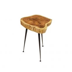 Mountain Woods Live Edge Stool/Side Table Made With Hand Selected Organic Brown Acacia Wood, 15βX15βX20β