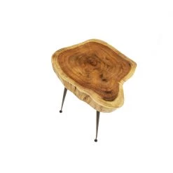 Mountain Woods Live Edge Stool/Side Table Made With Hand Selected Organic Brown Acacia Wood, 15”X15”X20”