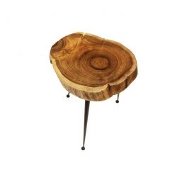 Mountain Woods Live Edge Stool/Side Table Made With Hand Selected Organic Brown Acacia Wood, 14”X14”X18” On Sale