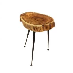 Mountain Woods Live Edge Stool/Side Table Made With Hand Selected Organic Brown Acacia Wood, 14โX14โX18โ On Sale