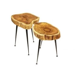 Mountain Woods Live Edge Stool/Side Table Made With Hand Selected Organic Brown Acacia Wood, 14”X14”X18” On Sale