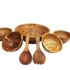 On Sale Mountain Woods 7” Organic Brown Wood Bowl | Serving Salad, Pasta, Fruits, Dessert, Cereal, Snacks | Decorative Bowl | Perfect Gift - 7