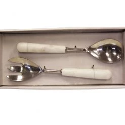 Zuccor Salad Servers, Stainless Steel Serving Utensils - Spoon And Fork For Serving , 11-inch Cooking Utensils Set With Hand Polished Marble Handle On Sale