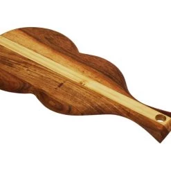 On Sale Mountain Woods Natural Brown Violin Serving/Cutting Board Made With Organic Acacia Wood, 18”X8.5”X.625”