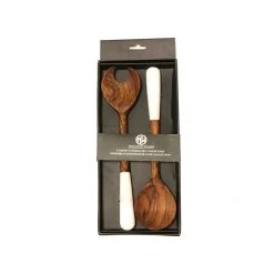 Mountain Woods Set Of 2 Luxury & Elegant Himalayan Marble And Solid Wood Salad Server / Utensil Set - 12" 9 Mountain Woods Set Of 2 Luxury & Elegant Himalayan Marble And Solid Wood Salad Server / Utensil Set - 12