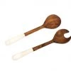 Mountain Woods Set Of 2 Luxury & Elegant Himalayan Marble And Solid Wood Salad Server / Utensil Set - 12"