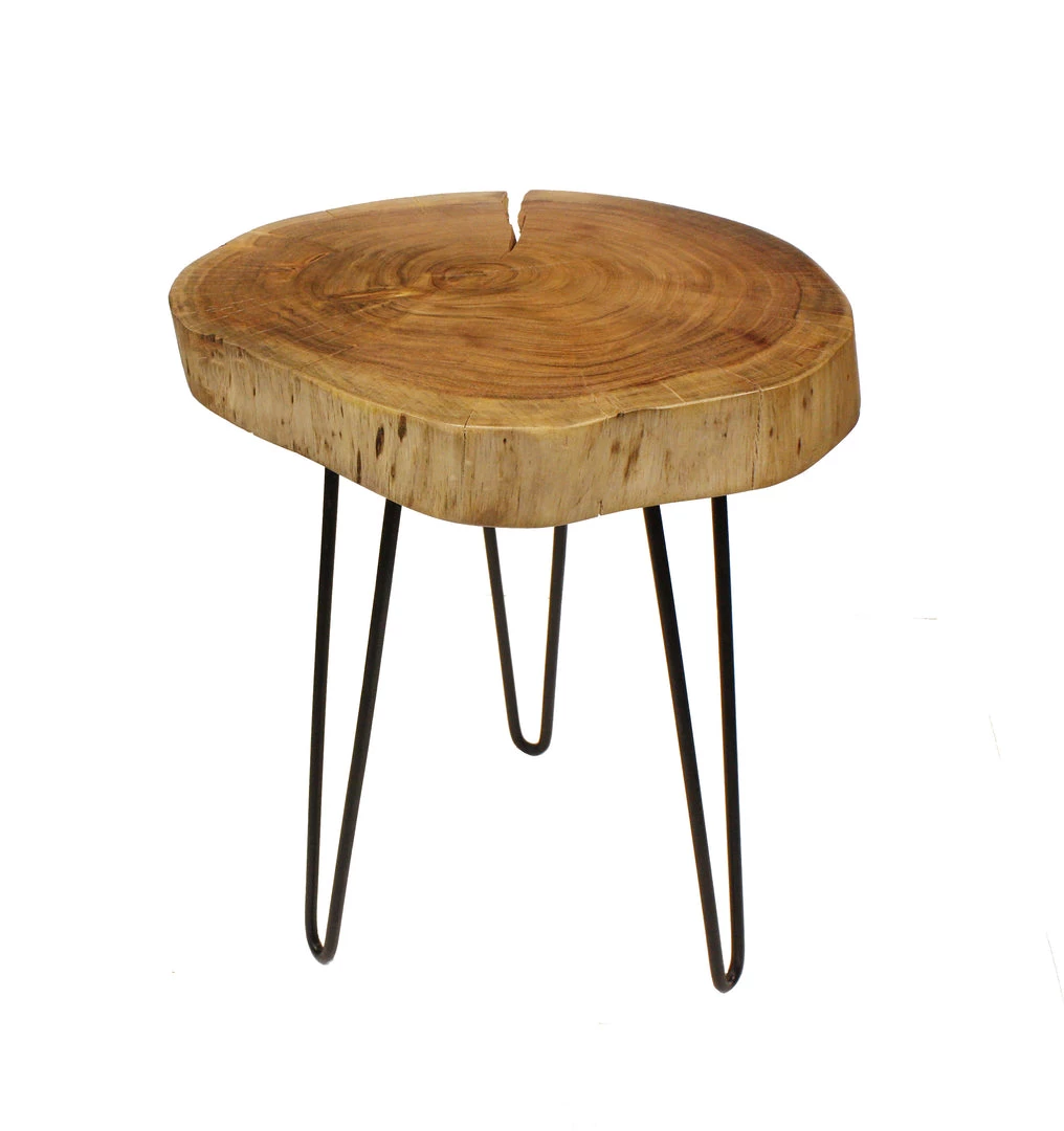 Mountain Woods Live Edge Side Table / Stool Made With Hand Selected Organic Brown Acacia Wood, 17”X17”X20” 5 Mountain Woods Live Edge Side Table / Stool Made With Hand Selected Organic Brown Acacia Wood, 17”X17”X20”