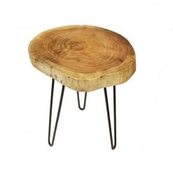 Mountain Woods Live Edge Side Table / Stool Made With Hand Selected Organic Brown Acacia Wood, 17”X17”X20”