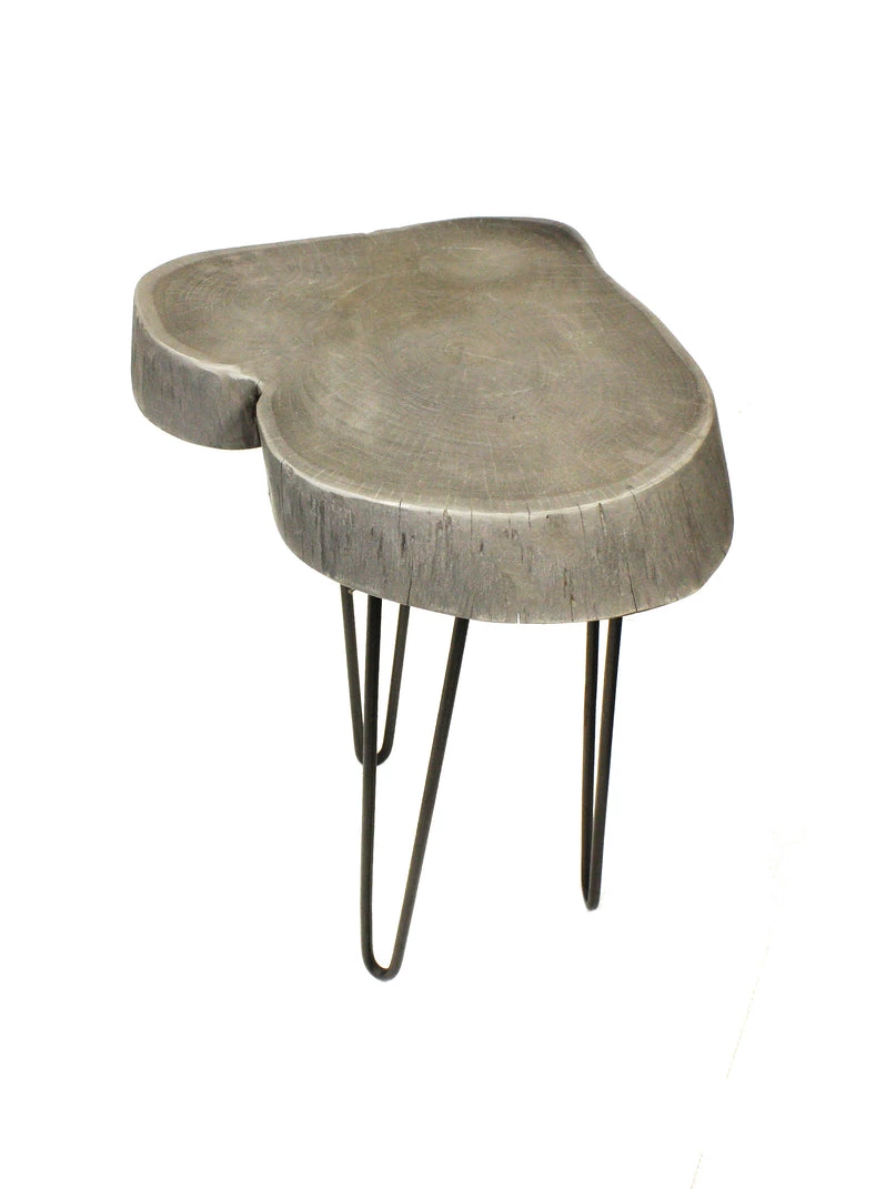 On Sale Mountain Woods Live Edge Side Table / Stool Made With Hand Selected Organic Acacia Wood, Modern Grey Finished, 17”X17”X20” 6 On Sale Mountain Woods Live Edge Side Table / Stool Made With Hand Selected Organic Acacia Wood, Modern Grey Finished, 17”X17”X20”