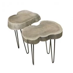 On Sale Mountain Woods Live Edge Side Table / Stool Made With Hand Selected Organic Acacia Wood, Modern Grey Finished, 17”X17”X20” 11 On Sale Mountain Woods Live Edge Side Table / Stool Made With Hand Selected Organic Acacia Wood, Modern Grey Finished, 17”X17”X20”