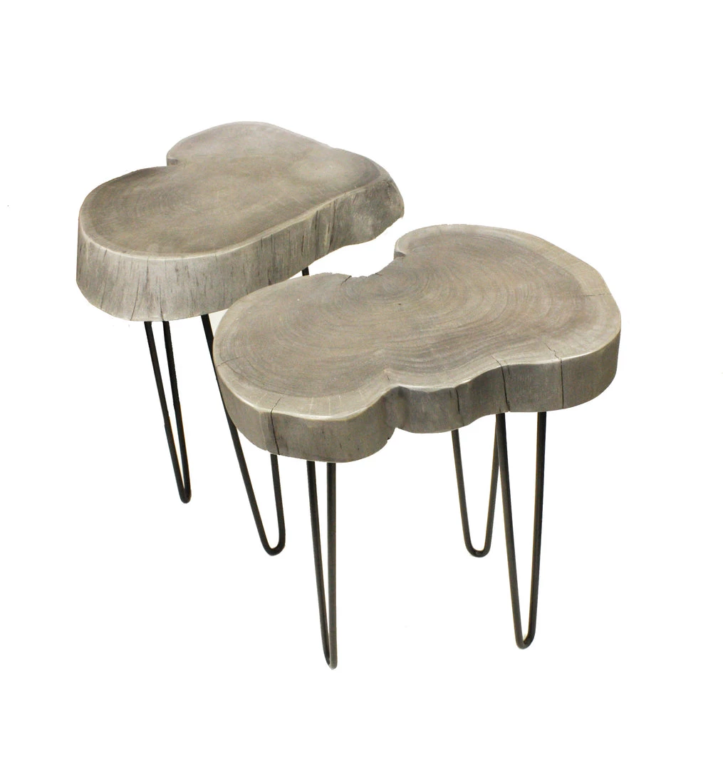 On Sale Mountain Woods Live Edge Side Table / Stool Made With Hand Selected Organic Acacia Wood, Modern Grey Finished, 17”X17”X20” 7 On Sale Mountain Woods Live Edge Side Table / Stool Made With Hand Selected Organic Acacia Wood, Modern Grey Finished, 17”X17”X20”