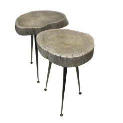Mountain Woods Live Edge Stool/Side Table Made With Hand Selected Organic Acacia Wood, Modern Grey Finished 15”X15”X20”