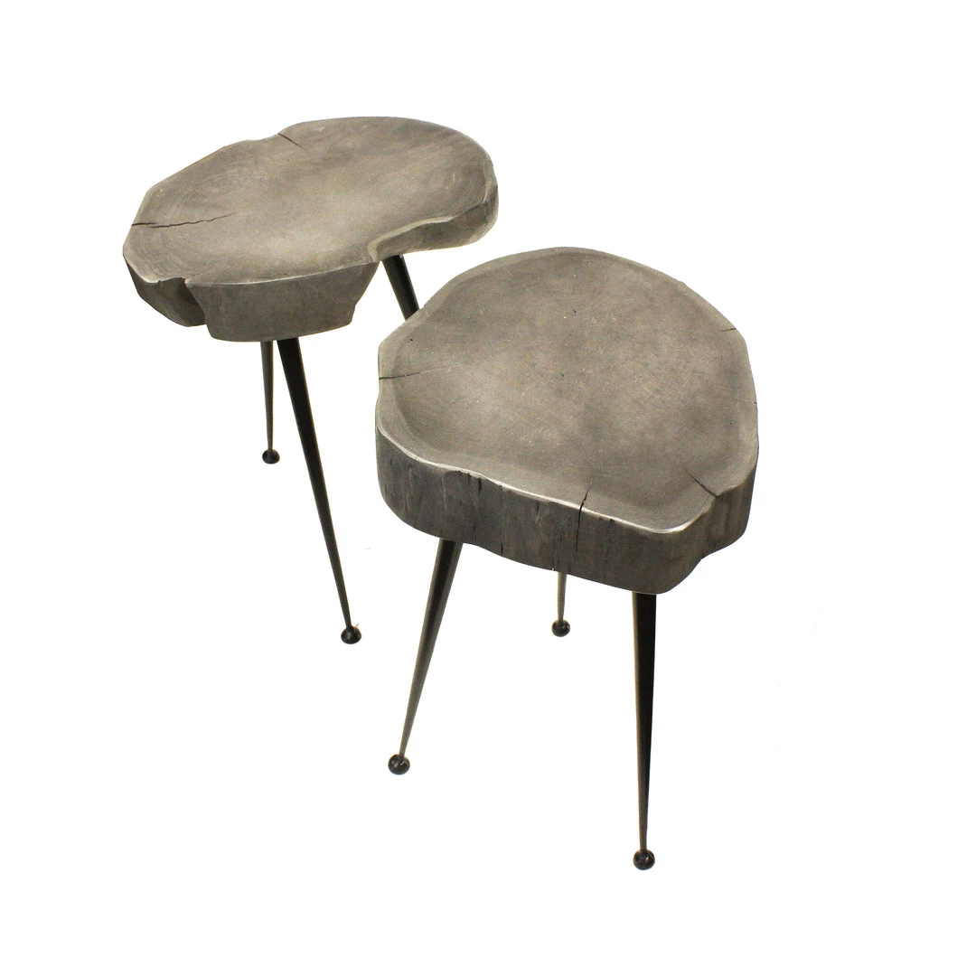 Mountain Woods Live Edge Stool/Side Table Made With Hand Selected Organic Acacia Wood, Modern Grey Finished 14”X14”X18” On Sale 6 Mountain Woods Live Edge Stool/Side Table Made With Hand Selected Organic Acacia Wood, Modern Grey Finished 14”X14”X18” On Sale