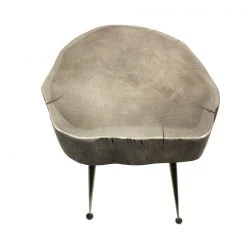 Mountain Woods Live Edge Stool/Side Table Made With Hand Selected Organic Acacia Wood, Modern Grey Finished 14”X14”X18” On Sale