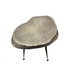 Mountain Woods Live Edge Stool/Side Table Made With Hand Selected Organic Acacia Wood, Modern Grey Finished 15”X15”X20”