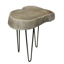 On Sale Mountain Woods Live Edge Side Table / Stool Made With Hand Selected Organic Acacia Wood, Modern Grey Finished, 17”X17”X20”