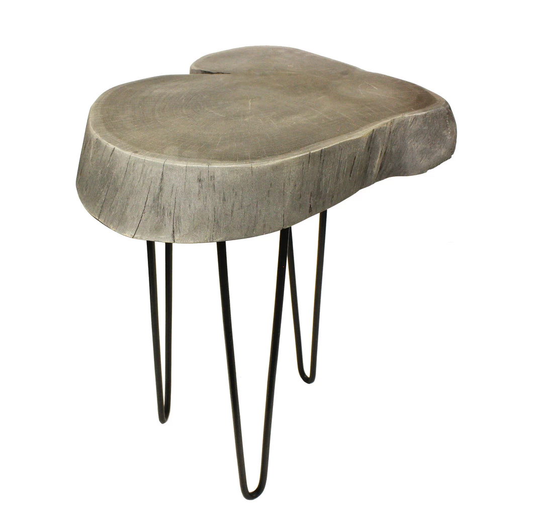 On Sale Mountain Woods Live Edge Side Table / Stool Made With Hand Selected Organic Acacia Wood, Modern Grey Finished, 17”X17”X20” 4 On Sale Mountain Woods Live Edge Side Table / Stool Made With Hand Selected Organic Acacia Wood, Modern Grey Finished, 17”X17”X20”