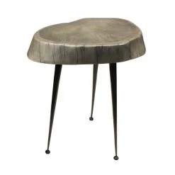 Mountain Woods Live Edge Stool/Side Table Made With Hand Selected Organic Acacia Wood, Modern Grey Finished 15”X15”X20”