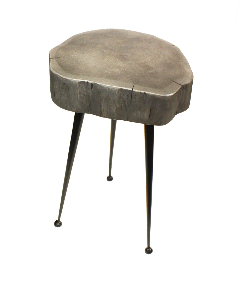 Mountain Woods Live Edge Stool/Side Table Made With Hand Selected Organic Acacia Wood, Modern Grey Finished 14”X14”X18” On Sale 5 Mountain Woods Live Edge Stool/Side Table Made With Hand Selected Organic Acacia Wood, Modern Grey Finished 14”X14”X18” On Sale