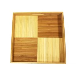 Simply Bamboo Brown & Tan Ottoman/Serving Tray, 15”X15”X2” On Sale