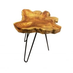 On Sale Mountain Woods Live Edge Side Table Hand Made With Selected Organic Brazilian Teak Wood, Natural Finished, 18”X18”X18” 9 On Sale Mountain Woods Live Edge Side Table Hand Made With Selected Organic Brazilian Teak Wood, Natural Finished, 18”X18”X18”