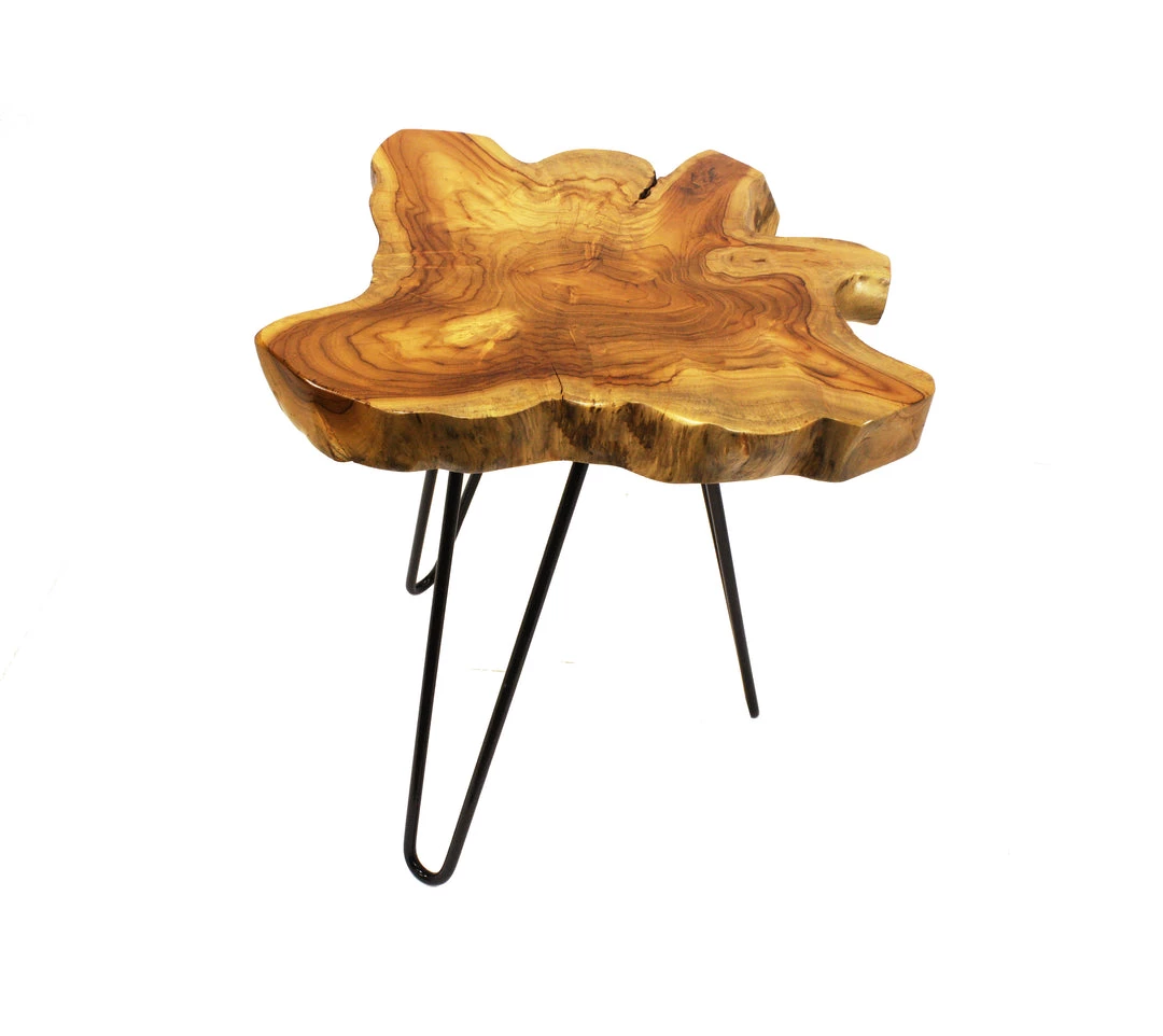 On Sale Mountain Woods Live Edge Side Table Hand Made With Selected Organic Brazilian Teak Wood, Natural Finished, 18”X18”X18” 5 On Sale Mountain Woods Live Edge Side Table Hand Made With Selected Organic Brazilian Teak Wood, Natural Finished, 18”X18”X18”