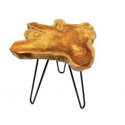 On Sale Mountain Woods Live Edge Side Table Hand Made With Selected Organic Brazilian Teak Wood, Natural Finished, 18”X18”X18” 10 On Sale Mountain Woods Live Edge Side Table Hand Made With Selected Organic Brazilian Teak Wood, Natural Finished, 18”X18”X18”