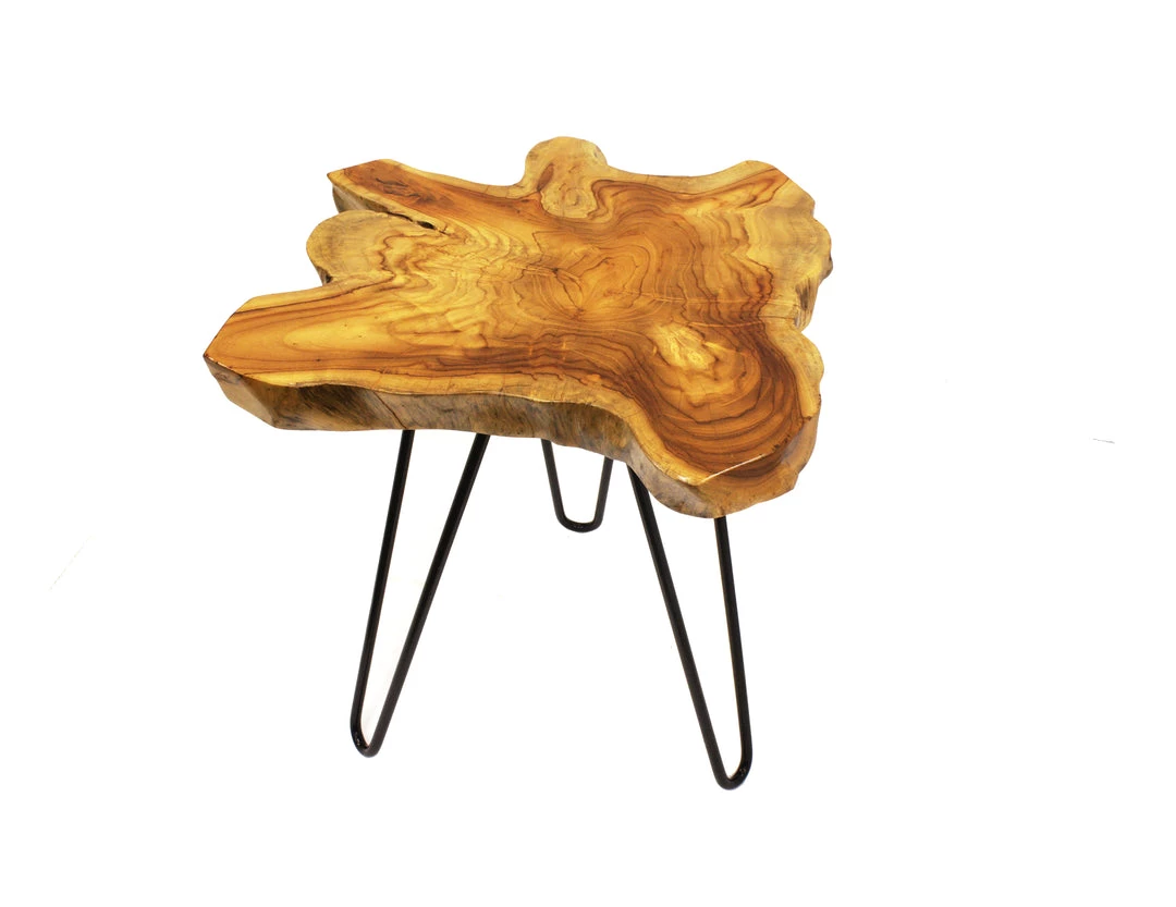 On Sale Mountain Woods Live Edge Side Table Hand Made With Selected Organic Brazilian Teak Wood, Natural Finished, 18”X18”X18” 6 On Sale Mountain Woods Live Edge Side Table Hand Made With Selected Organic Brazilian Teak Wood, Natural Finished, 18”X18”X18”