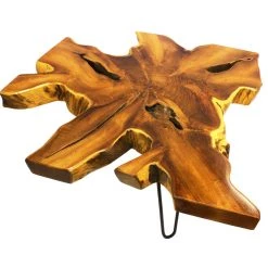 Mountain Woods Live Edge Side Table Hand Made With Selected Organic Brazilian Teak Wood, Natural Finished, 32”X32”X18”