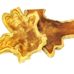 Mountain Woods Live Edge Side Table Hand Made With Selected Organic Brazilian Teak Wood, Natural Finished, 24”X24”X18”