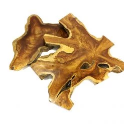 On Sale Mountain Woods Live Edge Side Table Hand Made With Selected Organic Brazilian Teak Wood, Natural Finished, 28”X28”X18”