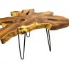 Mountain Woods Live Edge Side Table Hand Made With Selected Organic Brazilian Teak Wood, Natural Finished, 32”X32”X18”