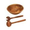 Mountain Woods 3 Piece Brown Acacia Wood Bowl And Premium Utensils Set - 12'' On Sale