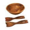 Mountain Woods 3 Piece Brown Acacia Wood Bowl And Premium Utensils Set - 12'' On Sale