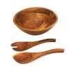 Mountain Woods 3 Piece Brown Acacia Wood Bowl And Premium Utensils Set - 12'' On Sale