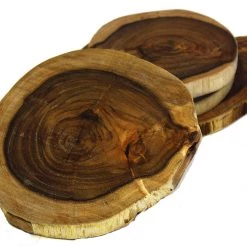 Mountain Woods / Simply Bamboo On Sale Mountain Woods Brown Set Of 4 Acacia Hardwood Handmade 100% Natural & Organic Best Coasters - 5.5''