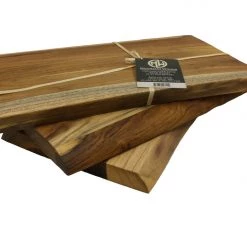 Mountain Woods, Large Brown Hand Crafted Live Edge Teak Cutting Board/Serving Tray | Cheese Board | Chopping Board | Charcuterie Board | Reversible Butcher Block – (15