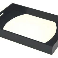 Mountain Woods Black And White Zuma Leatherette Two Tone Serving Tray - 23"