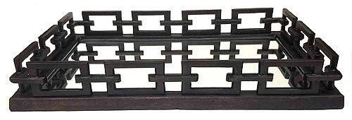 ZUCCOR Greek Bronze Rectangle Ottoman Serving Tray With Mirror - 24" 4 ZUCCOR Greek Bronze Rectangle Ottoman Serving Tray With Mirror - 24"