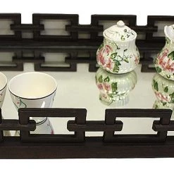 ZUCCOR Greek Bronze Rectangle Ottoman Serving Tray With Mirror - 24" 10 ZUCCOR Greek Bronze Rectangle Ottoman Serving Tray With Mirror - 24