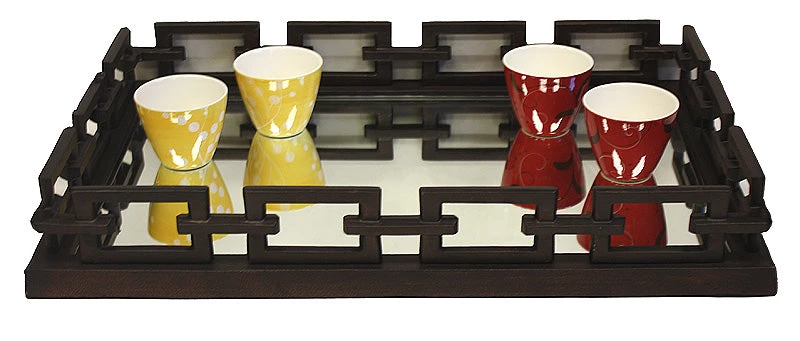 ZUCCOR Greek Bronze Rectangle Ottoman Serving Tray With Mirror - 24" 7 ZUCCOR Greek Bronze Rectangle Ottoman Serving Tray With Mirror - 24"