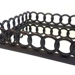 On Sale ZUCCOR French Bronze Square Ottoman Serving Tray With Mirror - 20"