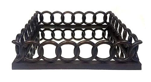 On Sale ZUCCOR French Bronze Square Ottoman Serving Tray With Mirror - 20" 4 On Sale ZUCCOR French Bronze Square Ottoman Serving Tray With Mirror - 20"