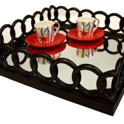 On Sale ZUCCOR French Bronze Square Ottoman Serving Tray With Mirror - 20" 11 On Sale ZUCCOR French Bronze Square Ottoman Serving Tray With Mirror - 20