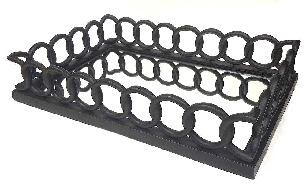 On Sale ZUCCOR French Bronze Rectangle Ottoman Serving Tray With Mirror - 24" 3 On Sale ZUCCOR French Bronze Rectangle Ottoman Serving Tray With Mirror - 24"