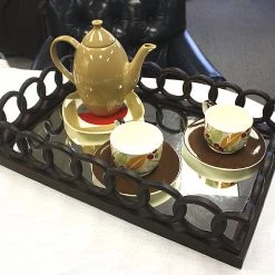 On Sale ZUCCOR French Bronze Rectangle Ottoman Serving Tray With Mirror - 24" 11 On Sale ZUCCOR French Bronze Rectangle Ottoman Serving Tray With Mirror - 24