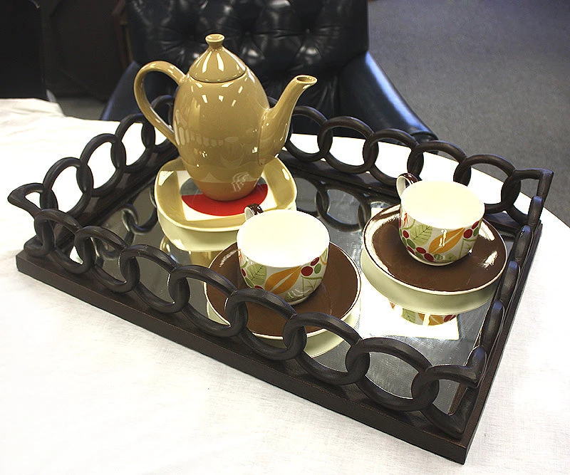 On Sale ZUCCOR French Bronze Rectangle Ottoman Serving Tray With Mirror - 24" 6 On Sale ZUCCOR French Bronze Rectangle Ottoman Serving Tray With Mirror - 24"