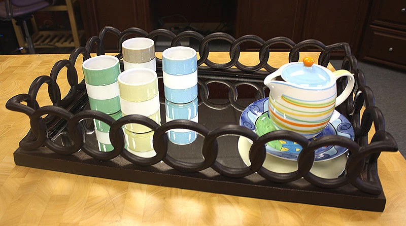 On Sale ZUCCOR French Bronze Rectangle Ottoman Serving Tray With Mirror - 24" 8 On Sale ZUCCOR French Bronze Rectangle Ottoman Serving Tray With Mirror - 24"