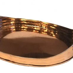 On Sale ZUCCOR Large Copper Plated Stainless Steel Serving Tray With Comfortable Faux Leather Handle - 17"